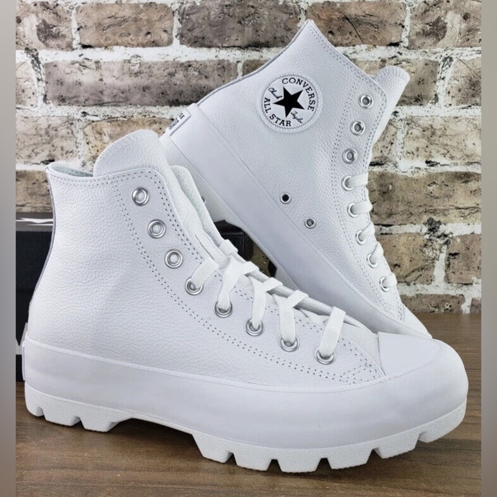 Converse Chuck Taylor White High-Top lugged leather sneakers